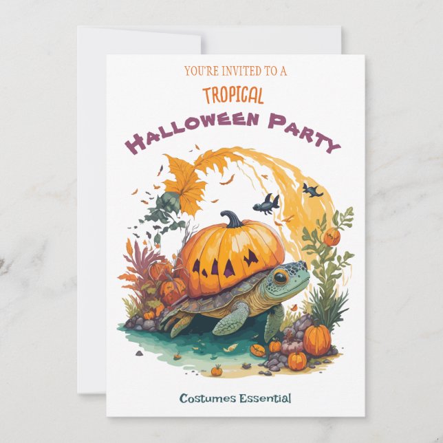 Tropisches Halloween-Party Einladung zum Spaß Turt (Vorderseite)