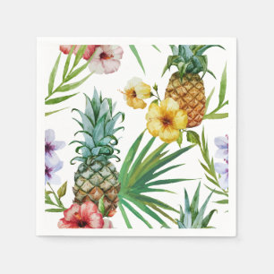 Tropisches Hawaii-Thema-Aquarell-Ananasmuster Serviette