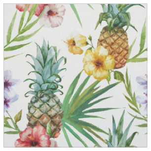Tropisches Hawaii-Thema-Aquarell-Ananasmuster Stoff