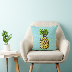 Tropisches hawaiianisches Ananas Türkisblau Kissen