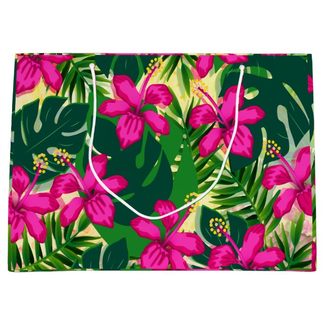 Tropisches hawaiianisches Muster Große Geschenktüte (Vorderseite)