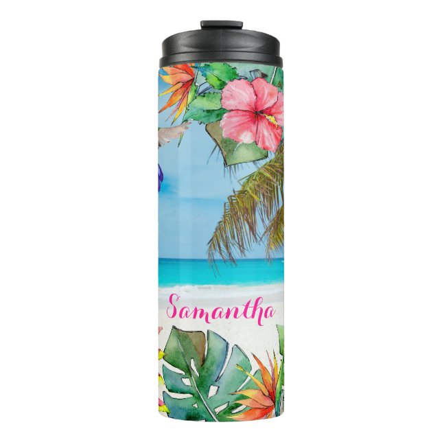 Tropisches Hawaiianisches Paradies Thermosbecher (Vorderseite)