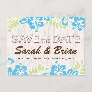 Tropisches Hawaiianisches Save-the-Date Türkis Ankündigungspostkarte