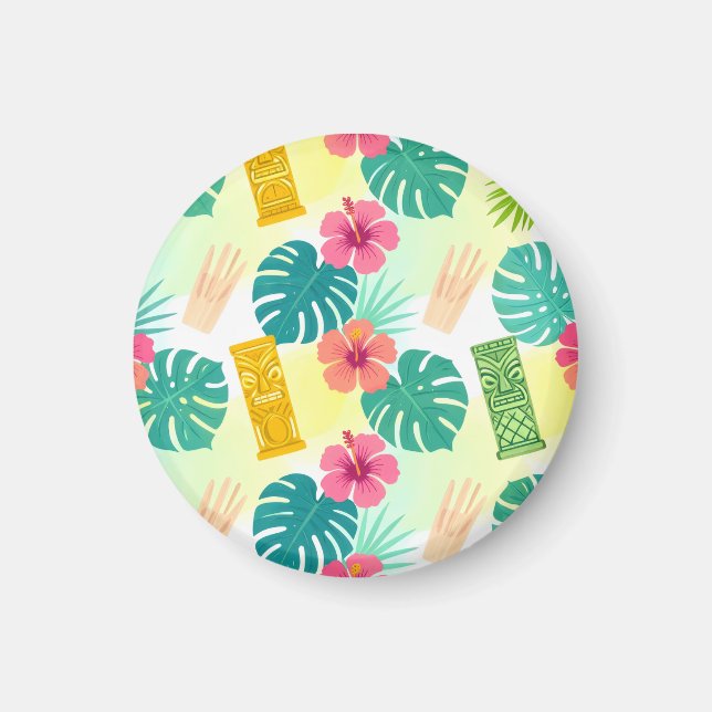 Tropisches hawaiianisches Tiki-Muster für Partys H Magnet (Vorne)