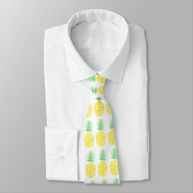 Tropisches hawaiisches Aquarell-Ananas-Muster Krawatte (Gebunden)