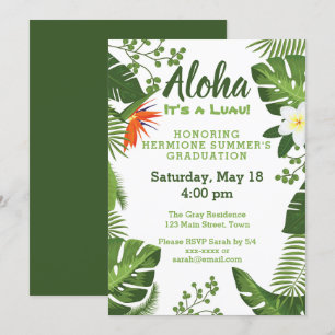 Tropisches hawaiisches Luau Abschluss-Party laden Einladung