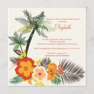 Tropisches Hibiskus-Blumen-Brautparty Einladung