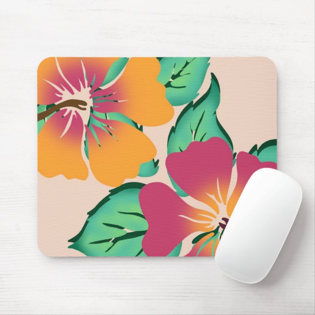 Tropisches Hibiskus-Mauspad Mousepad (Mit Mouse)
