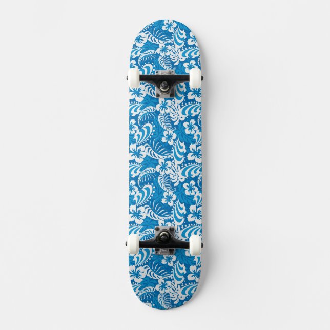 Tropisches Hibiskus-Muster Skateboard (Vorderseite)
