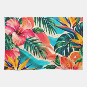 Tropisches Hibiskus-Paradies Botanische Kunst Geschirrtuch