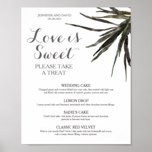 Tropisches Hochzeits-Dessert-Menü-Schild Papier Poster