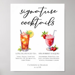 Tropisches Hochzeits-Signature-Cocktails-Menü Poster