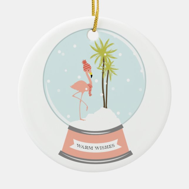 Tropisches Insel-Flamingo-Weihnachten - Rosa Keramik Ornament (Vorne)
