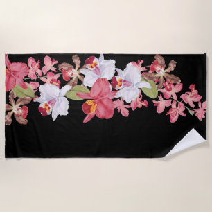 Tropisches Insel-Rosa-Orchideen-Blumen-Badetuch Strandtuch