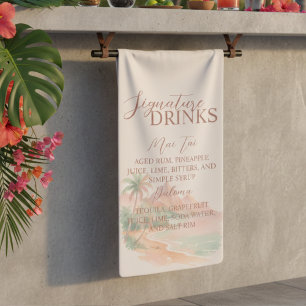 Tropisches Insel-Signature-Getränkebar-Menü Hochze Banner