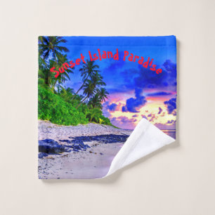 Tropisches Insel-Sonnenuntergang-Paradies Waschlappen