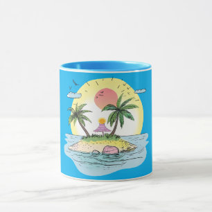 Tropisches Insel-Sonnenuntergangs-Trinkgeschirr Tasse