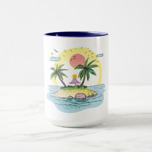 Tropisches Insel-Sonnenuntergangs-Trinkgeschirr Tasse