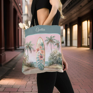 Tropisches Inselblumen-Surfbrett Palmenbaum mit Na Tasche