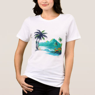 Tropisches Inselstrand Grafik T-Shirt Tri-Blend Shirt