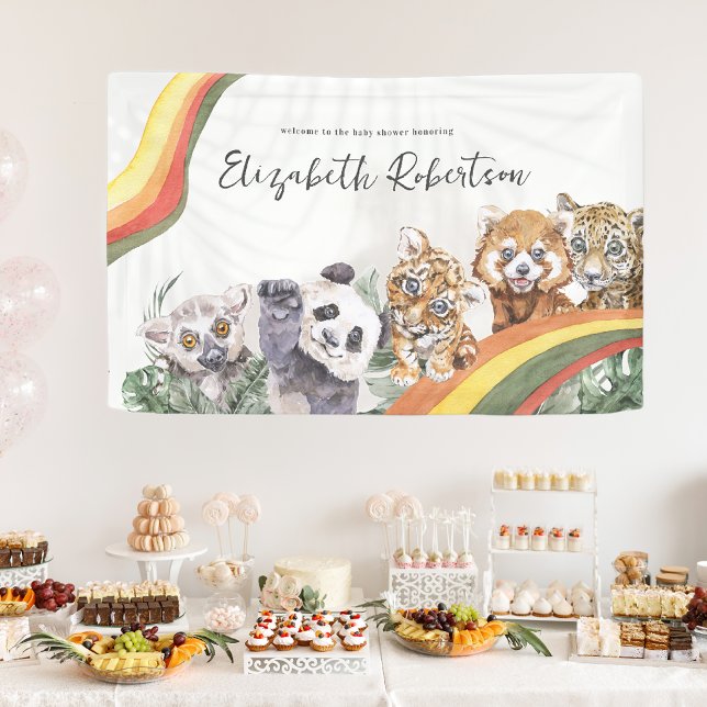 Tropisches Jungle Baby | Babydusche Banner (Von Creator hochgeladen)