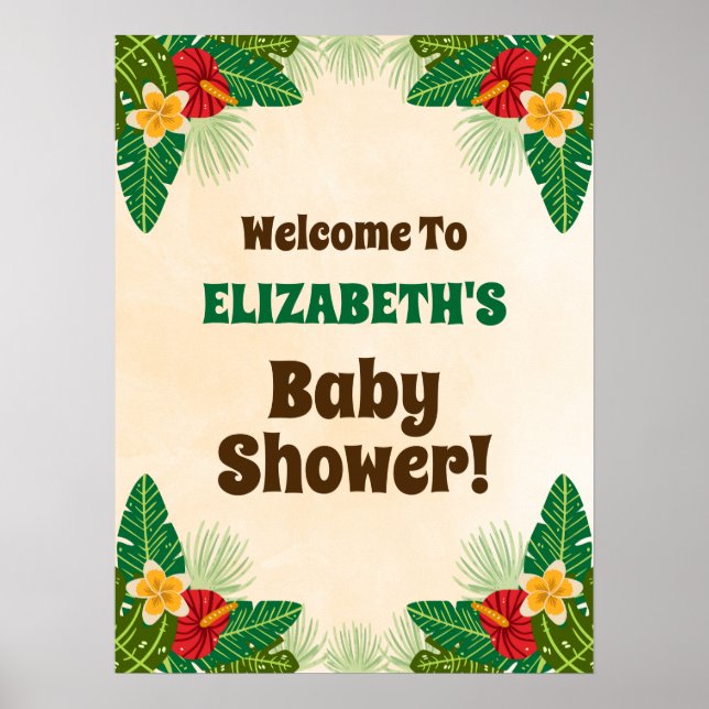 Tropisches Jungle Baby Dusche Begrüßungszeichen Poster (Vorne)