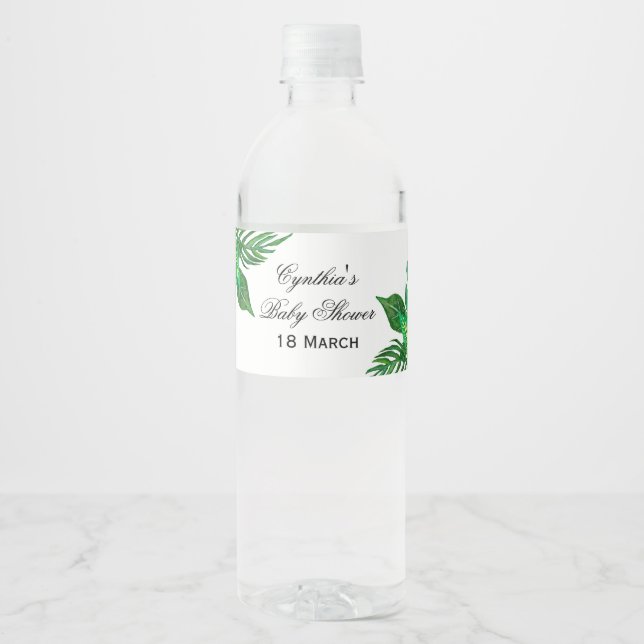 Tropisches Jungle Baby Dusche Wasserflasche Wrappe (Vorderseite)