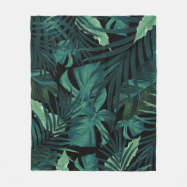 Tropisches Jungle Night Blätter Muster #1 #tropica Fleecedecke