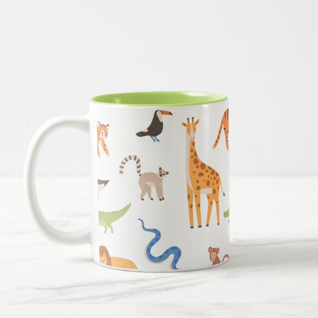 Tropisches Jungle Safari Muster Zweifarbige Tasse (Links)
