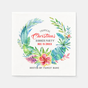 Tropisches Kaminfeuer Weihnachtsessen Party Serviette