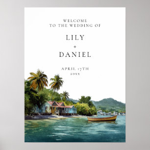 Tropisches karibisches Hochzeits-Willkommensschild Poster