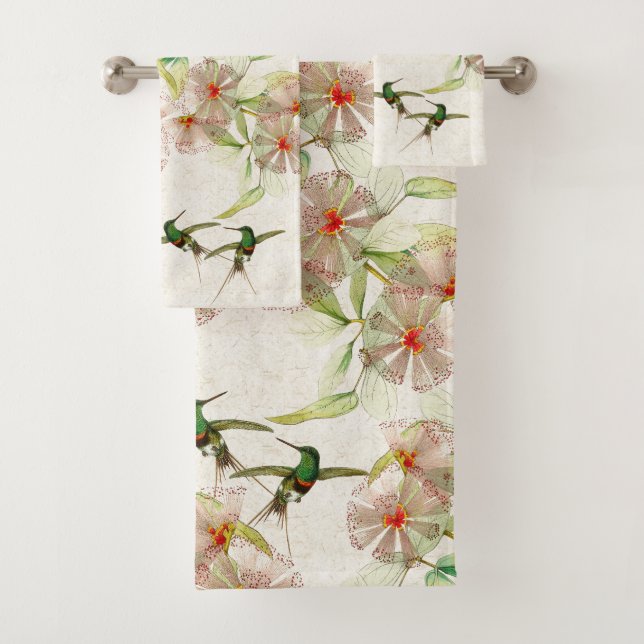 Tropisches Kolibri-Vogel-Blumen-Bad-Tuch-Set Badhandtuch Set (Insitu)