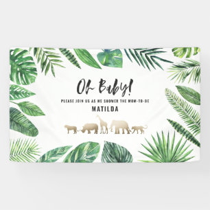 Tropisches Laub + Goldtier-Babyduschen-Party Banner