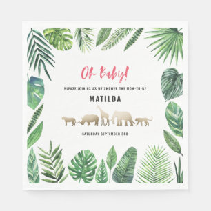 Tropisches Laub + Goldtier-Babyduschen-Party Serviette