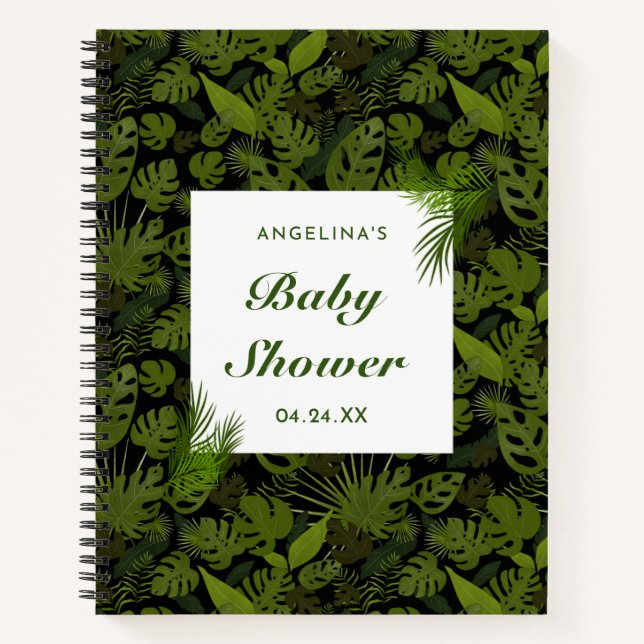 Tropisches Leaf Baby Duschgeschenkpapier Notizbuch (Vorderseite)