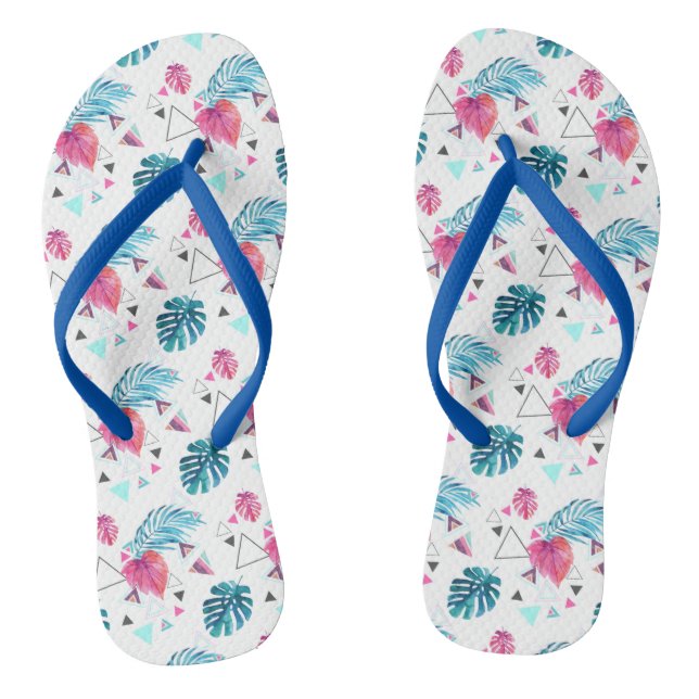 Tropisches Leaf-Dreieck-Muster Flip Flops (Fußbett)