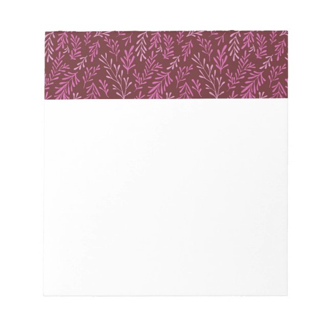 Tropisches Leaf-Muster aus Burgund und Rosa Notizblock (Vorderseite)