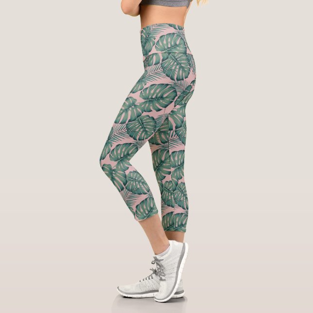 Tropisches Leaf-Muster Capri Leggings (Links)