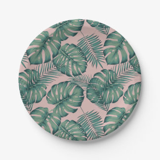 Tropisches Leaf-Muster Pappteller