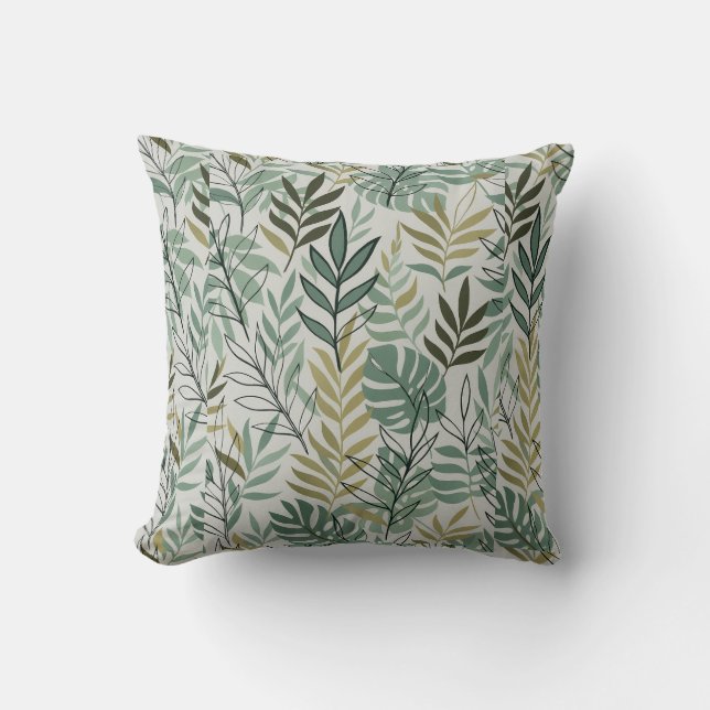 Tropisches Leaf Nahtloses Muster - Green & Gold Bo Kissen (Vorderseite)