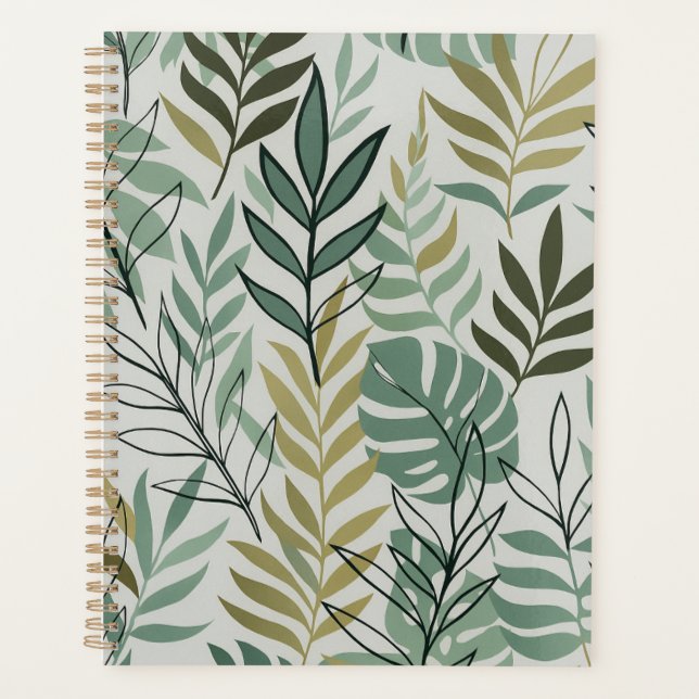 Tropisches Leaf Nahtloses Muster - Green & Gold Bo Planer (Vorderseite)