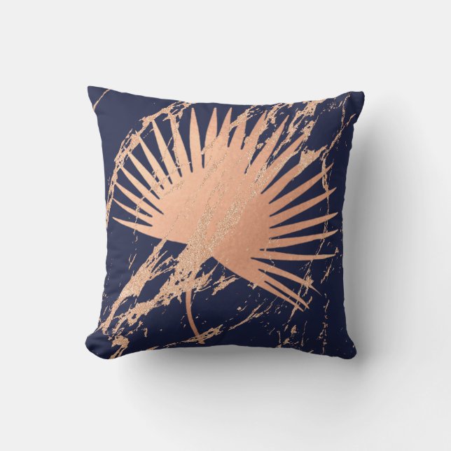 Tropisches Leaf Rosa Rose Gold Blush Botanische Ma Kissen (Vorderseite)