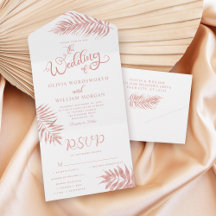 Tropisches Leaf Rose Gold in einer Hochzeitsreise