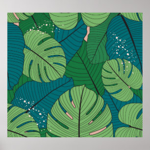 Tropisches Leaf-Tapestes: Vintage Verdure Poster