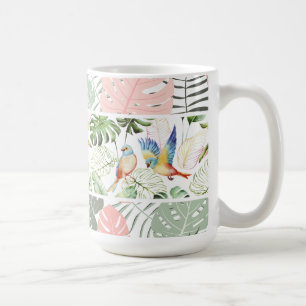Tropisches Leaf- und Vogelmuster Kaffeetasse