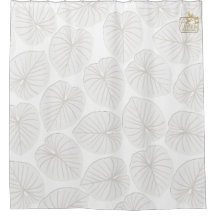 Tropisches Leaf White Designer Duschvorhang Set