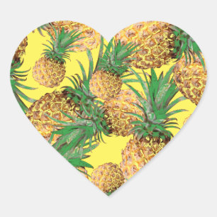 Tropisches leckeres Ananas-Muster Herz-Aufkleber