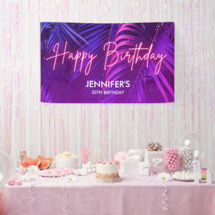 Tropisches Lila Neon Rosa Palmenblatt Alles Gute z Banner