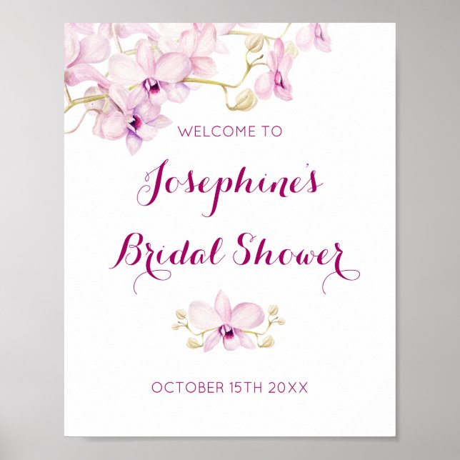 Tropisches Lila Orchid-Brautparty Poster (Vorne)