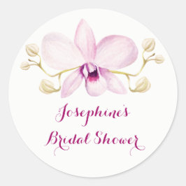 Tropisches Lila Orchid-Brautparty Runder Aufkleber